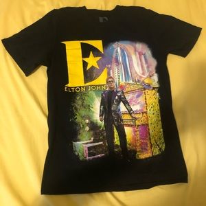 Elton John Farewell Yellow Brick Road Tour Black Colorful Piano Tee